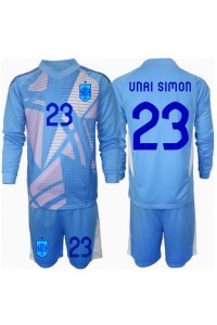 Fotbalové Dres Španělsko Unai Simon #23 Brankářské Dětské Domácí Oblečení ME 2024 Dlouhý Rukáv (+ trenýrky)